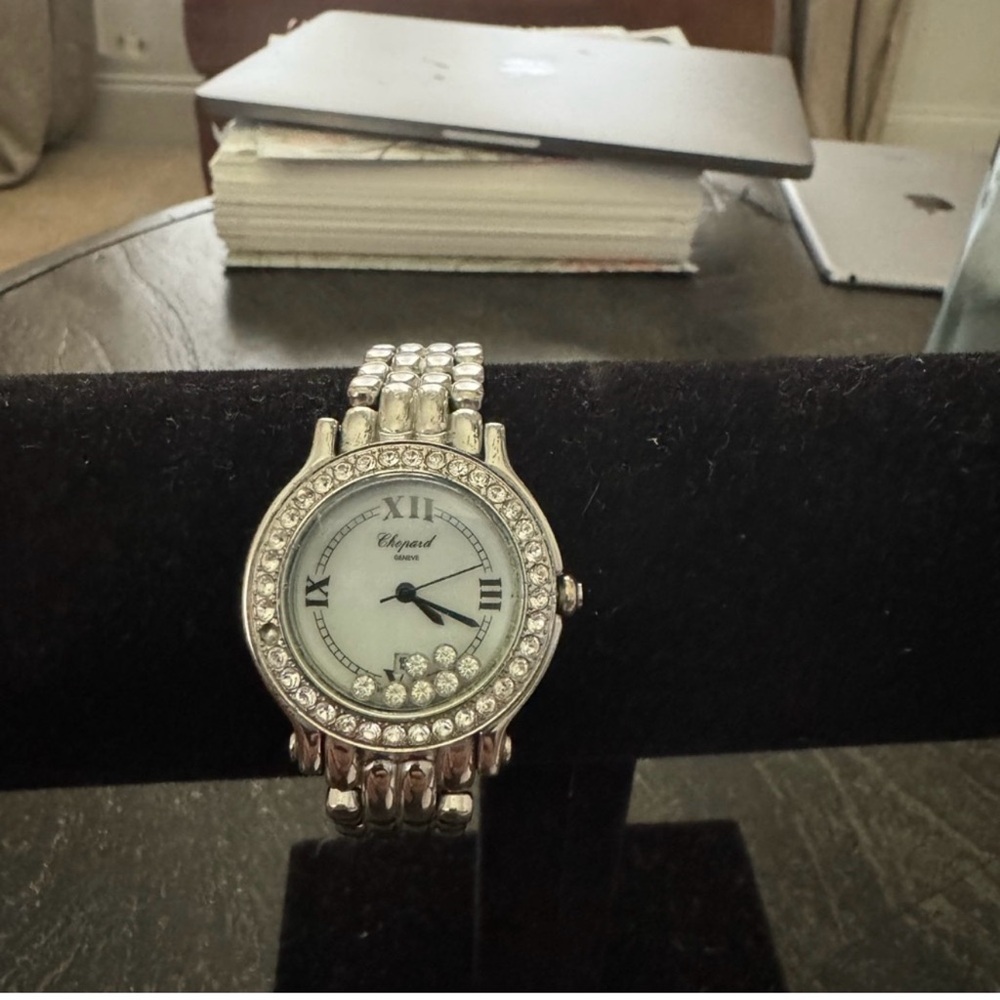 Silver Watch with Crystal Detailing